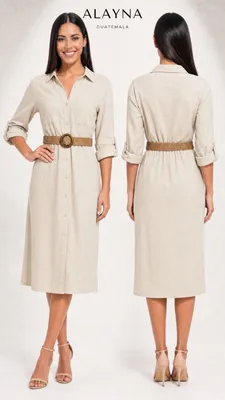 Vestido beige con manga