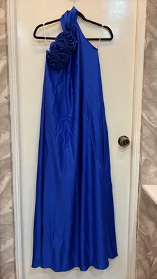 Vestido maria gracias azul eléctrico cuello halter talla