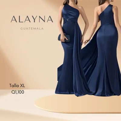 Vestido de gala azul marino sobre tela