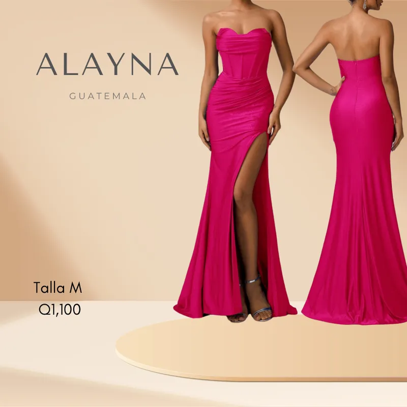 Vestido de gala fucsia tipo corset