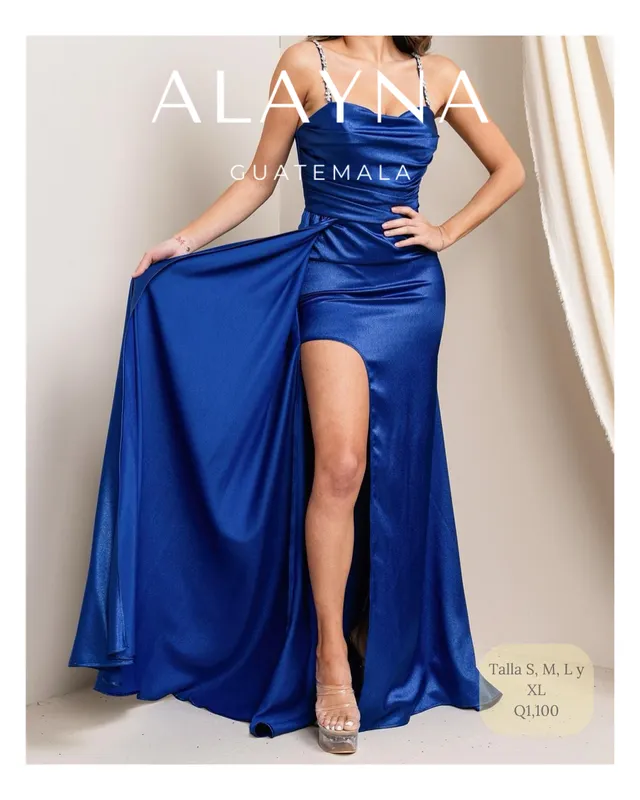 VESTIDO AZUL SATINADO SOBRE CAPA