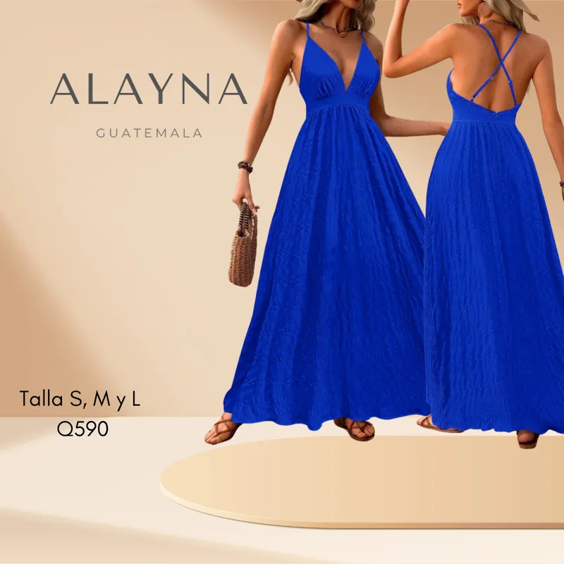 Vestido azul estilo panal
