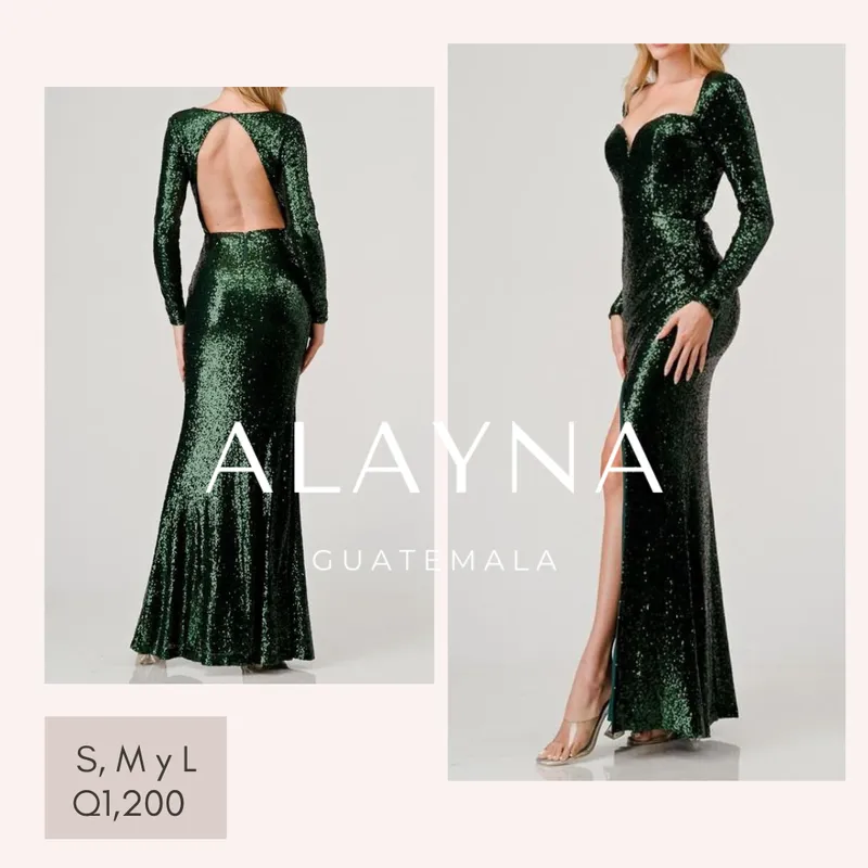 VESTIDO DE GALA LENTEJUELAS VERDE