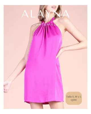 VESTIDO CORTO FUCSIA HALTER