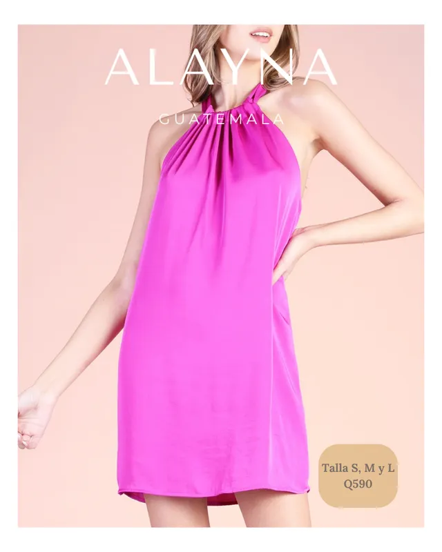 VESTIDO CORTO FUCSIA HALTER