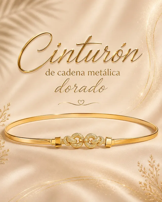 Cinturon de cadena metalica dorado