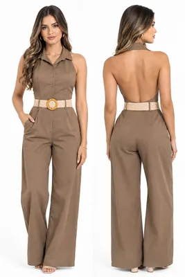 Enterizo con cinturon camel
