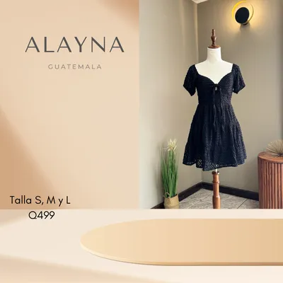 Vestido negro corto con moño en medio
