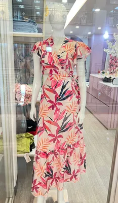 Vestido colombiano fucsia con azul