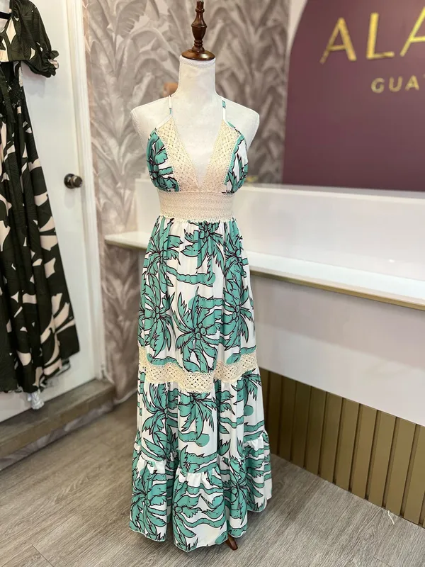Vestido blanco de tirantes estampado