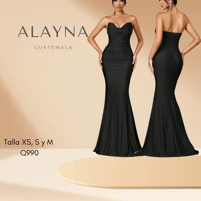 Vestido de gala negro extraple con fruncido