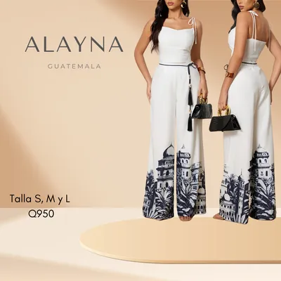 Conjunto blanco de palazo con detalles en negro