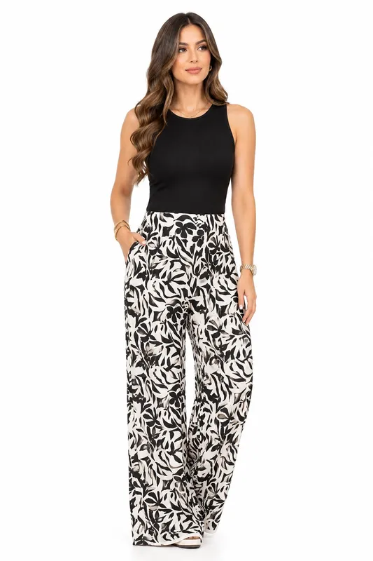 Palazo estampado negro